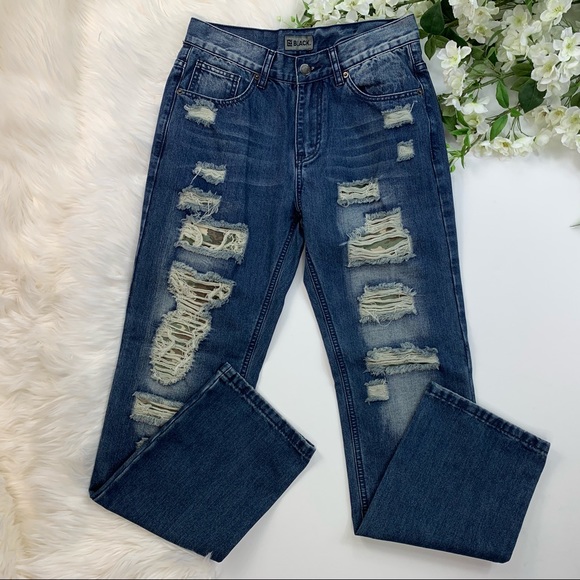 Black Relaxed Straight tattered jeans - Picture 6 of 6